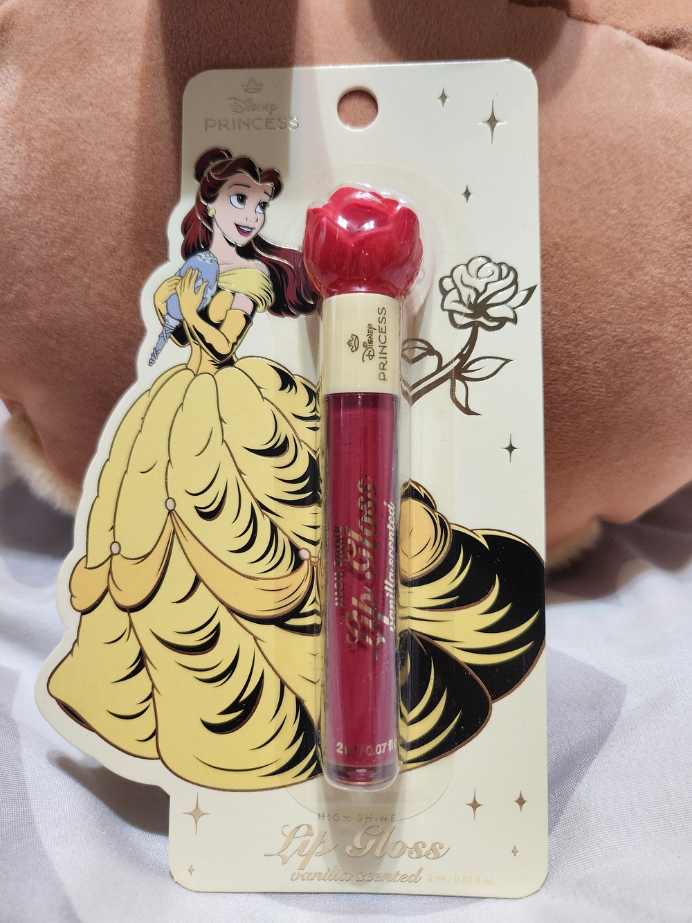 Disney Princess Belle Red Lip Gloss with Rose Cap